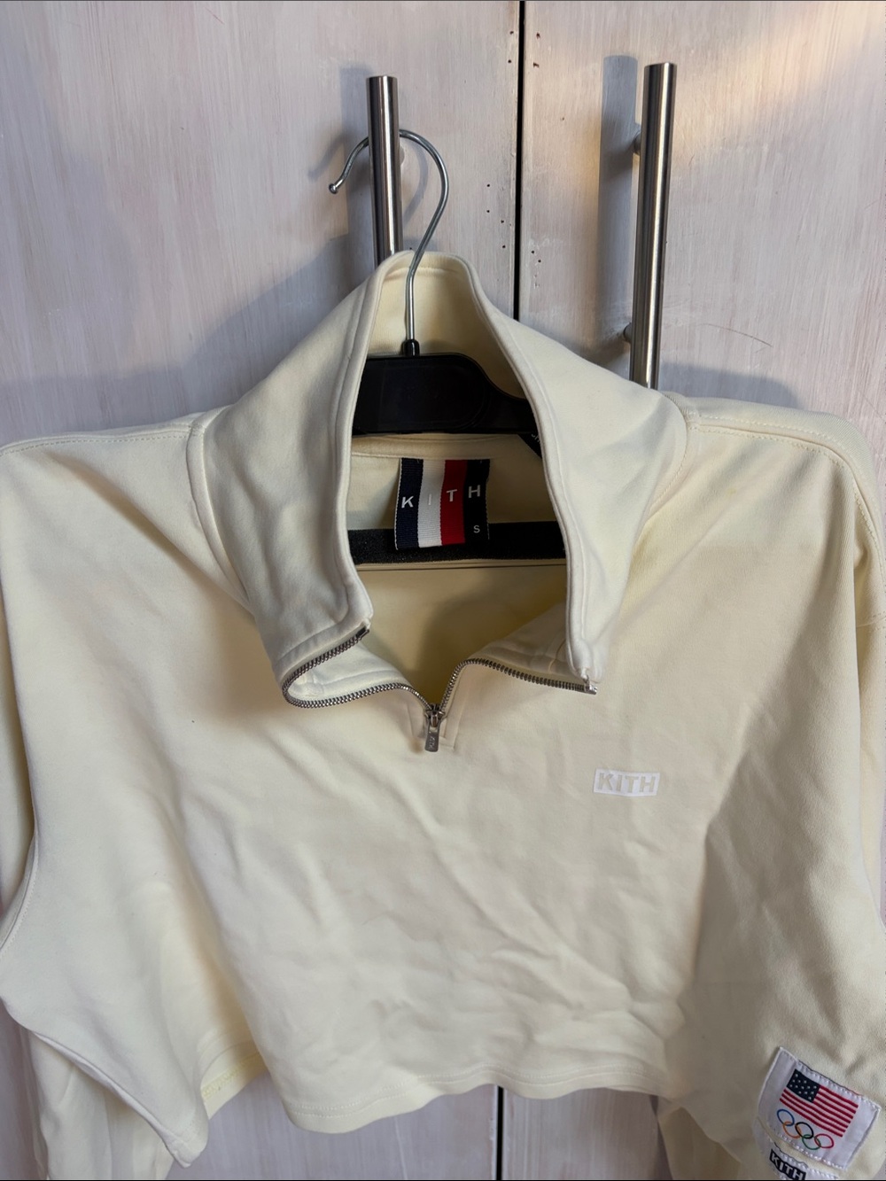 Kith light yellow Quarter-Zip Cropped Sweatshirt